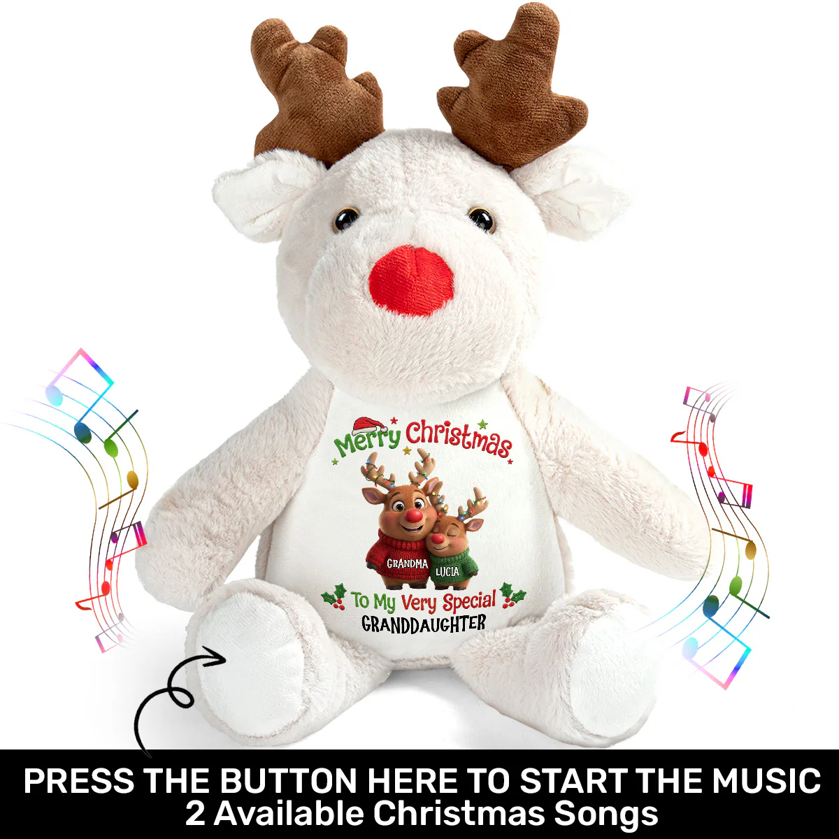 To My Very Special Grandkid - Personalized Stuffed Reindeer - Image 2