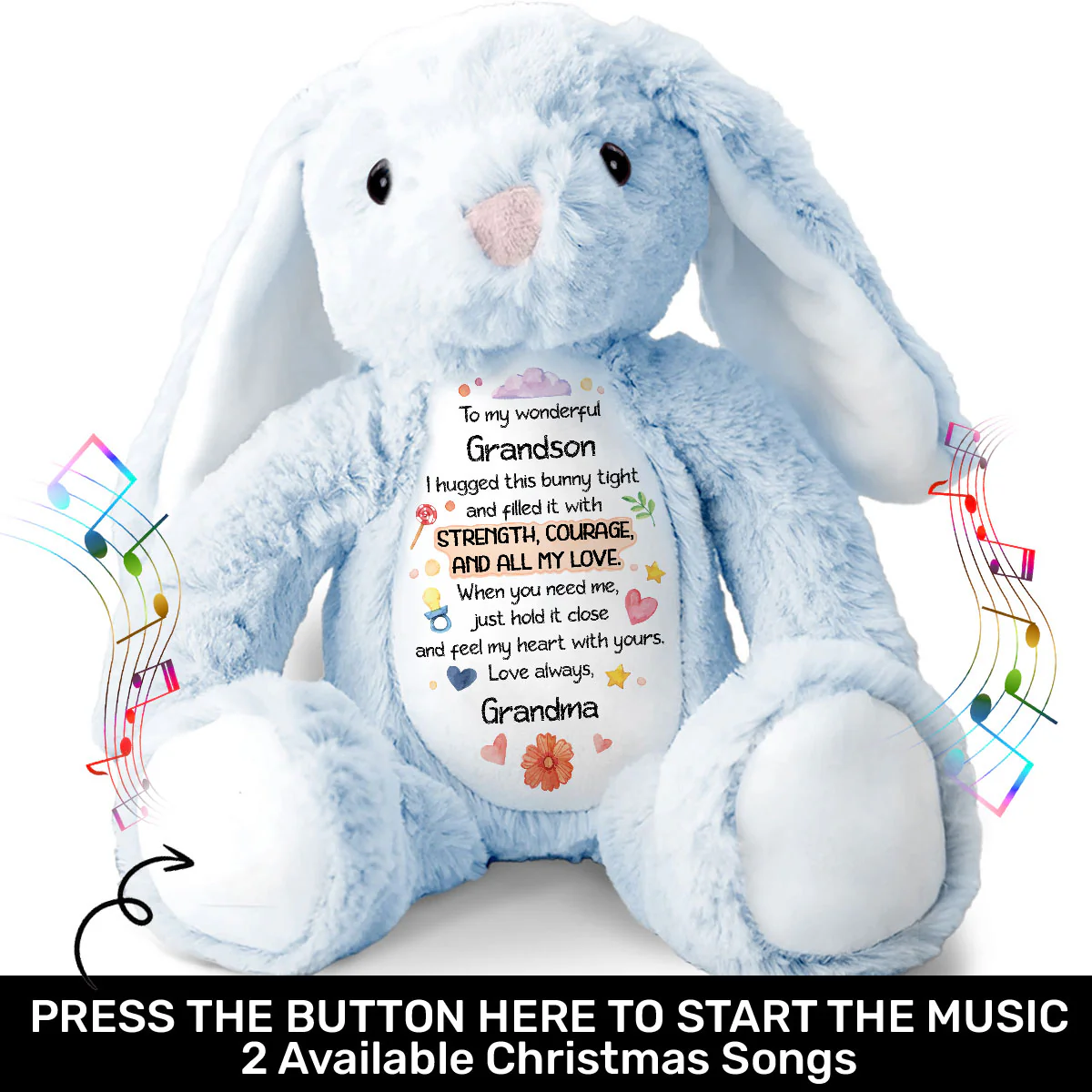To My Wonderful Grandkid - Personalized Stuffed Bunny - Image 2