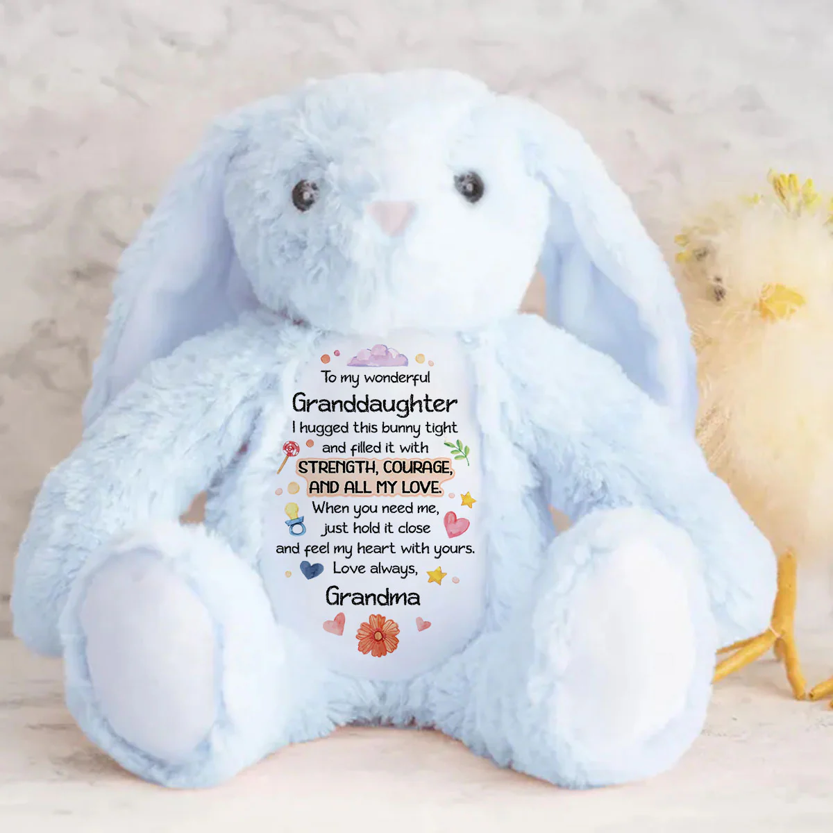To My Wonderful Grandkid - Personalized Stuffed Bunny - Image 5