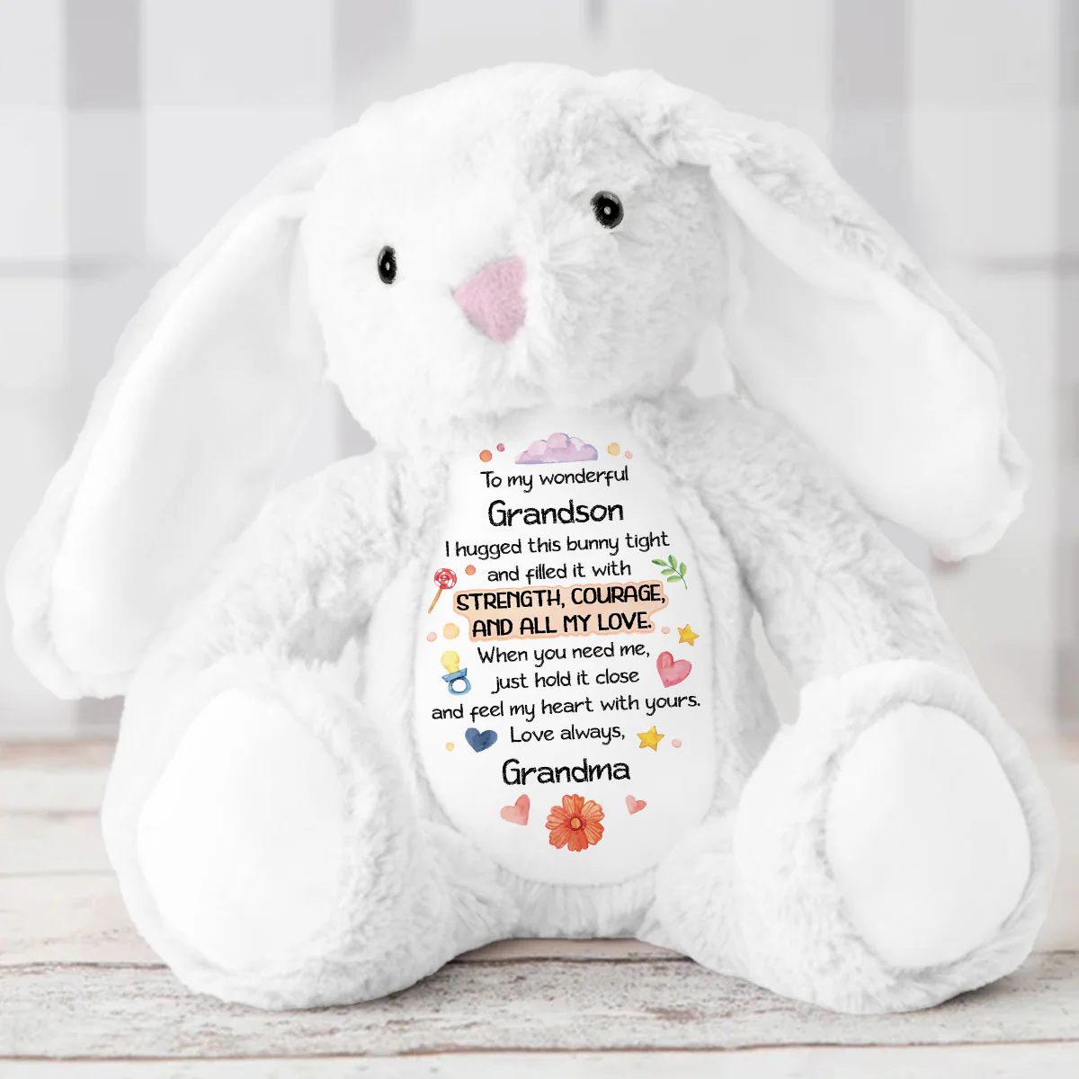To My Wonderful Grandkid - Personalized Stuffed Bunny - Image 6