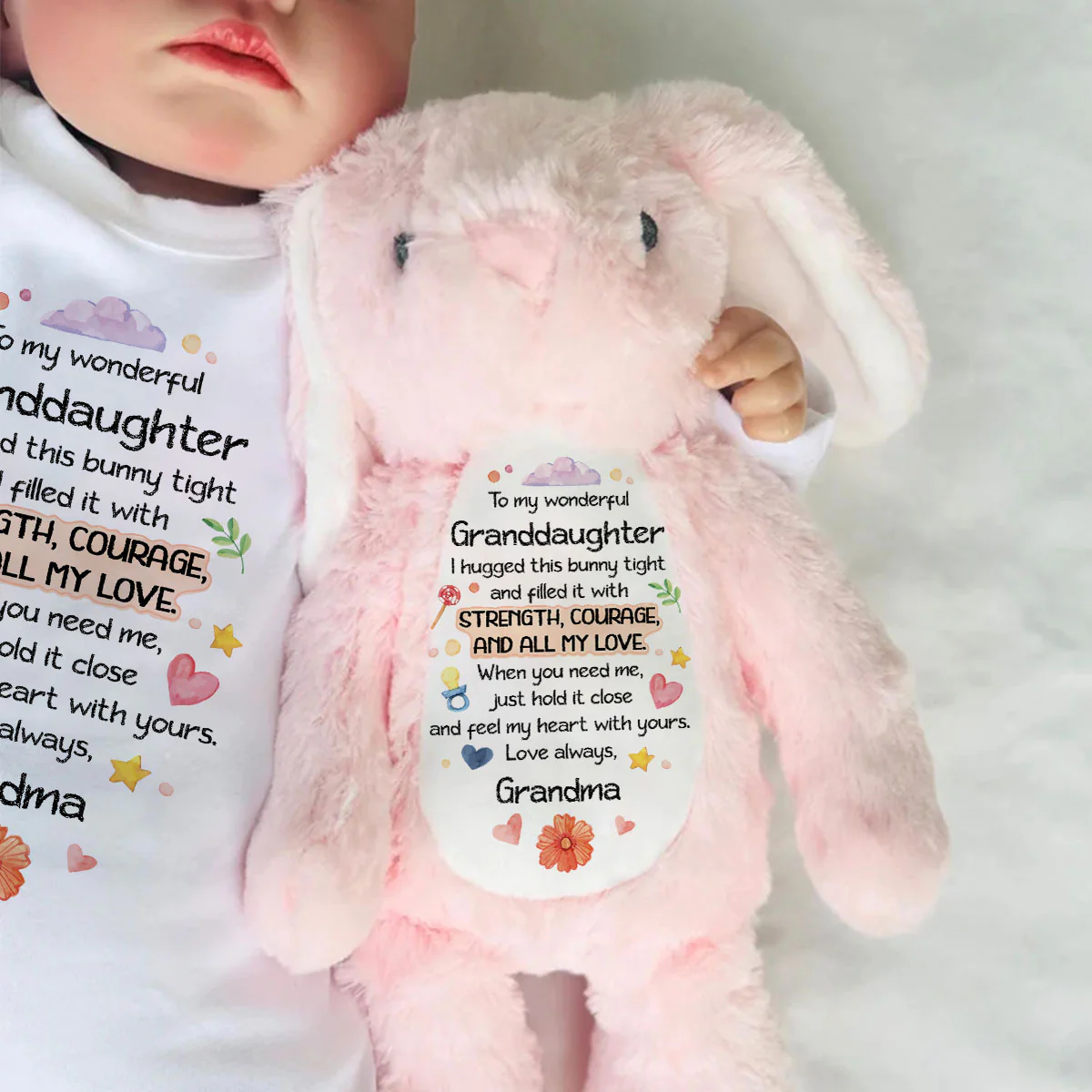 To My Wonderful Grandkid - Personalized Stuffed Bunny - Image 7