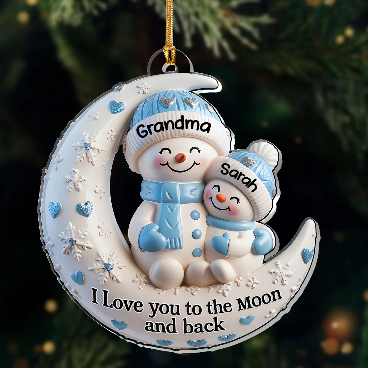 To The Moon And Back - Personalized 1-Layer Acrylic Ornament