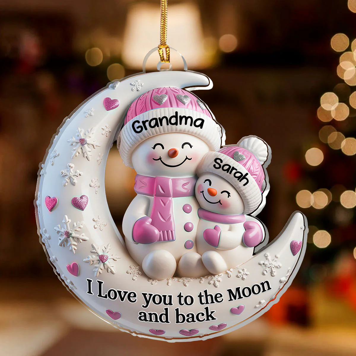 To The Moon And Back - Personalized 1-Layer Acrylic Ornament - Image 2