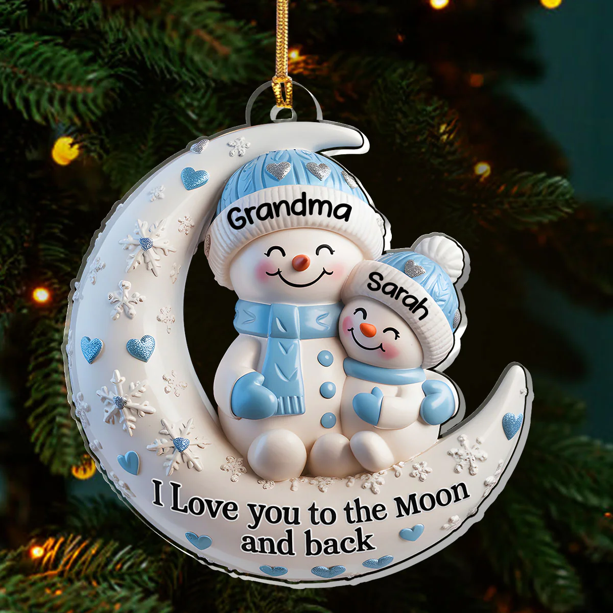 To The Moon And Back - Personalized 1-Layer Acrylic Ornament - Image 3