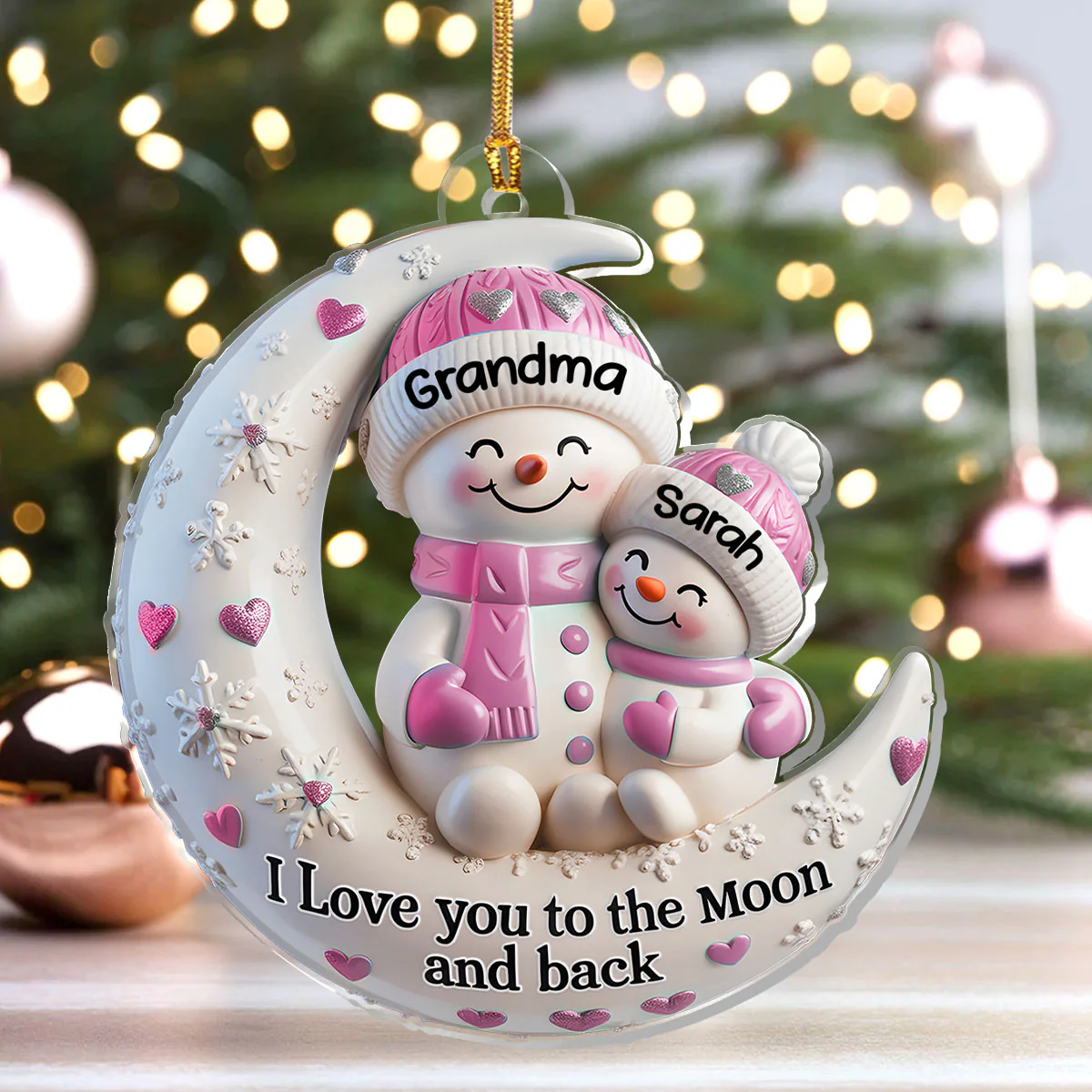 To The Moon And Back - Personalized 1-Layer Acrylic Ornament - Image 4