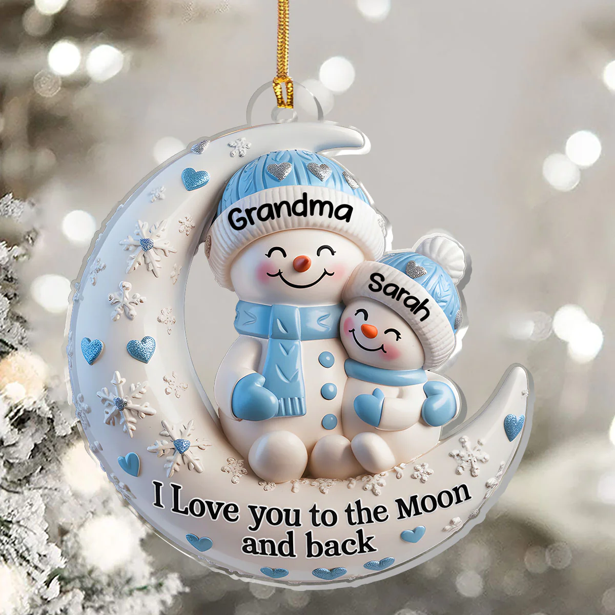 To The Moon And Back - Personalized 1-Layer Acrylic Ornament - Image 5