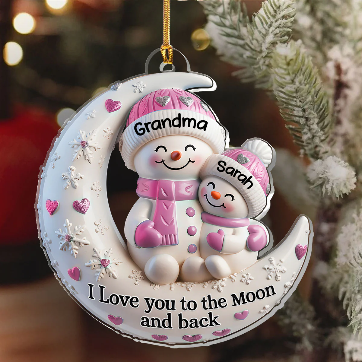 To The Moon And Back - Personalized 1-Layer Acrylic Ornament - Image 6