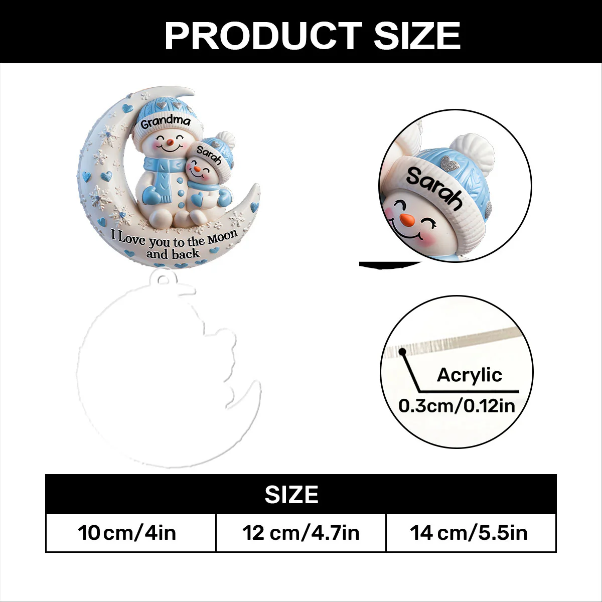 To The Moon And Back - Personalized 1-Layer Acrylic Ornament - Image 7
