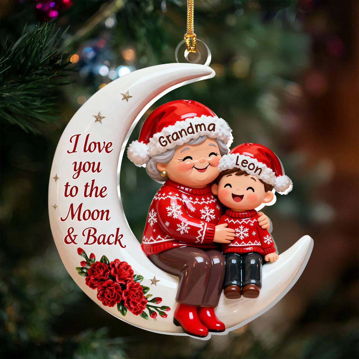 To The Moon, With All My Love - Personalized 1-Layer Acrylic Ornament - Image 2