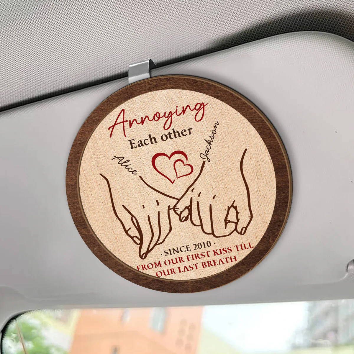 Together From Our First Kiss Till Our Last Breath - Personalized Car Visor Clip - Image 2