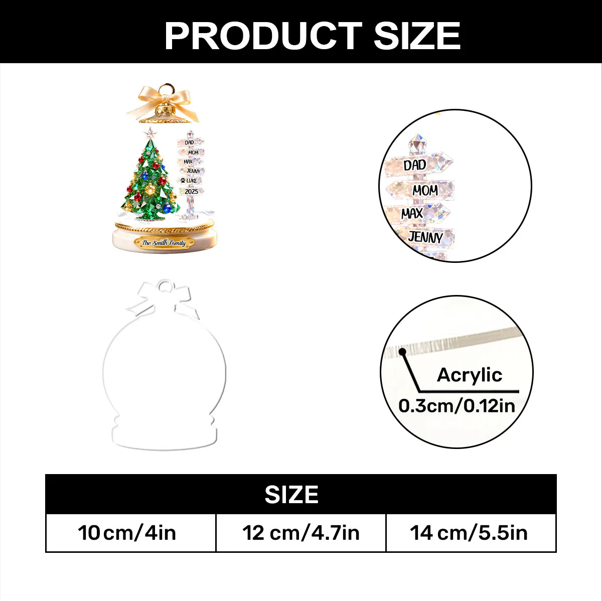 Together We Shine - Personalized 1-Layer Acrylic Ornament - Image 7
