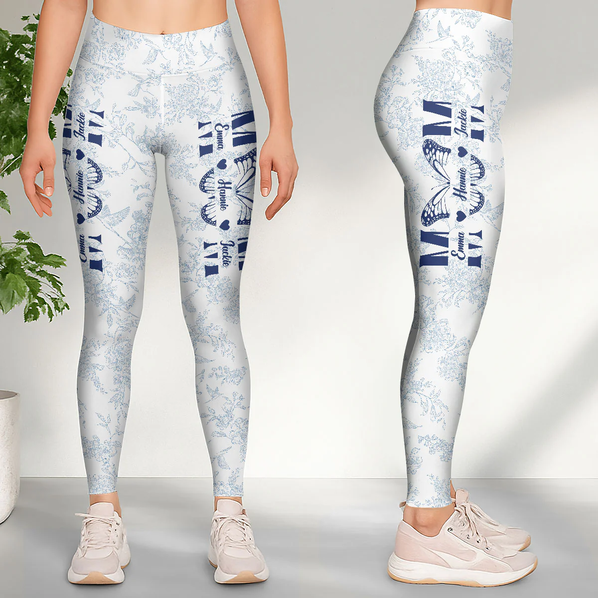 Toile De Jouy Floral Mom - Personalized Leggings