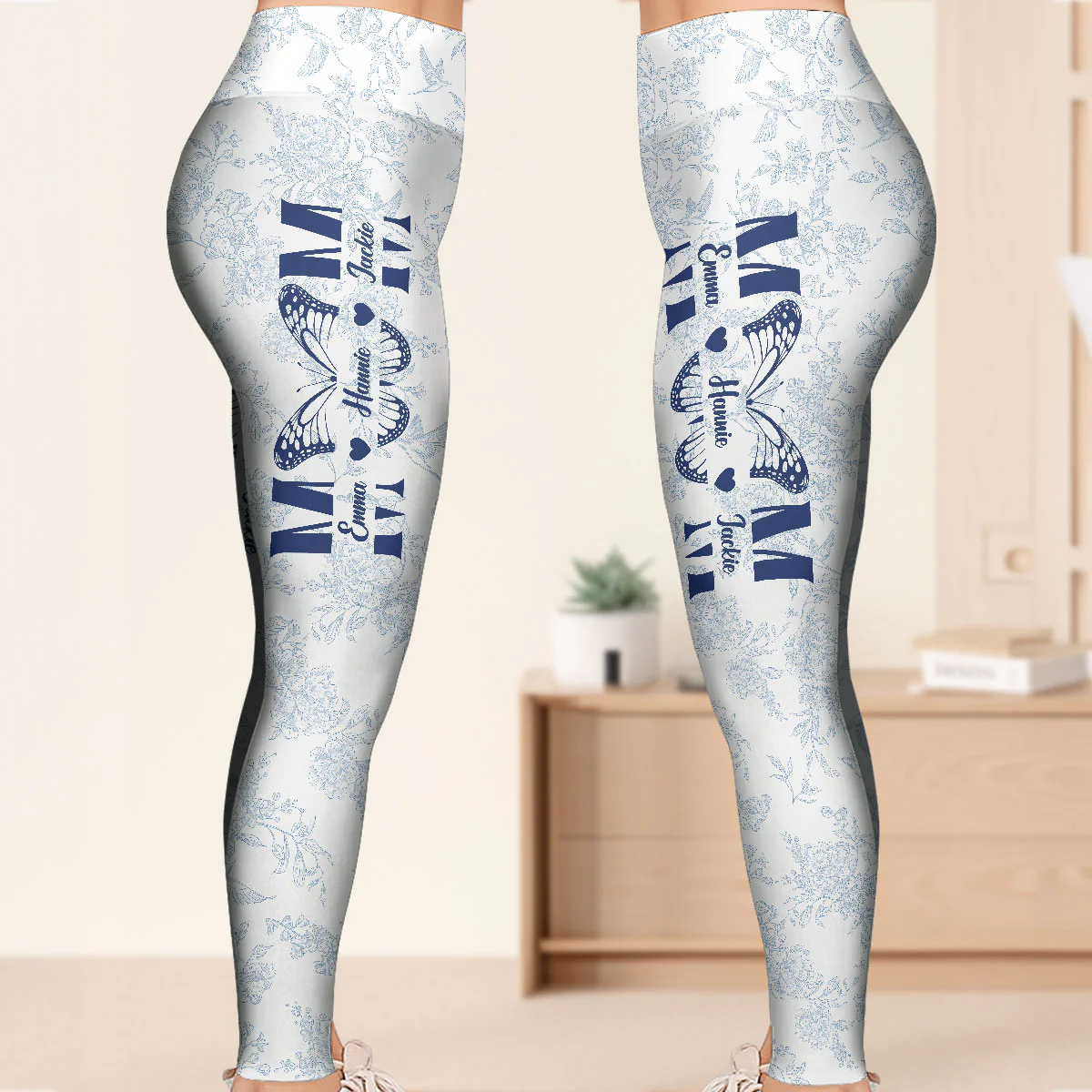 Toile De Jouy Floral Mom - Personalized Leggings - Image 3