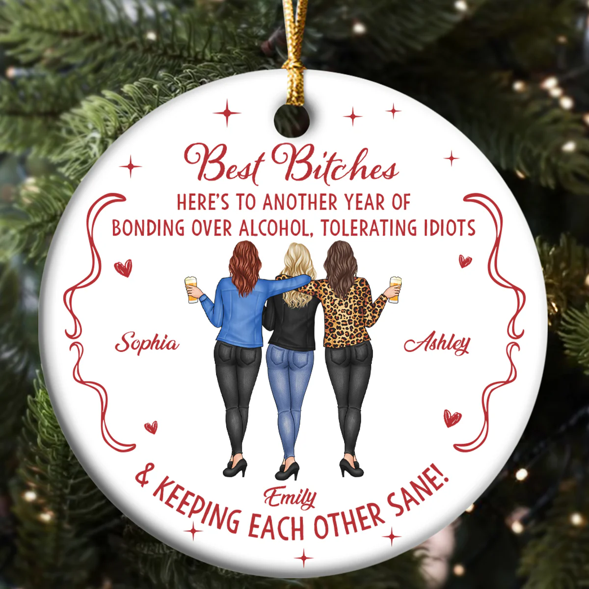Tolerating Idiots Club - Personalized Round Shaped Ceramic Ornament - Image 5