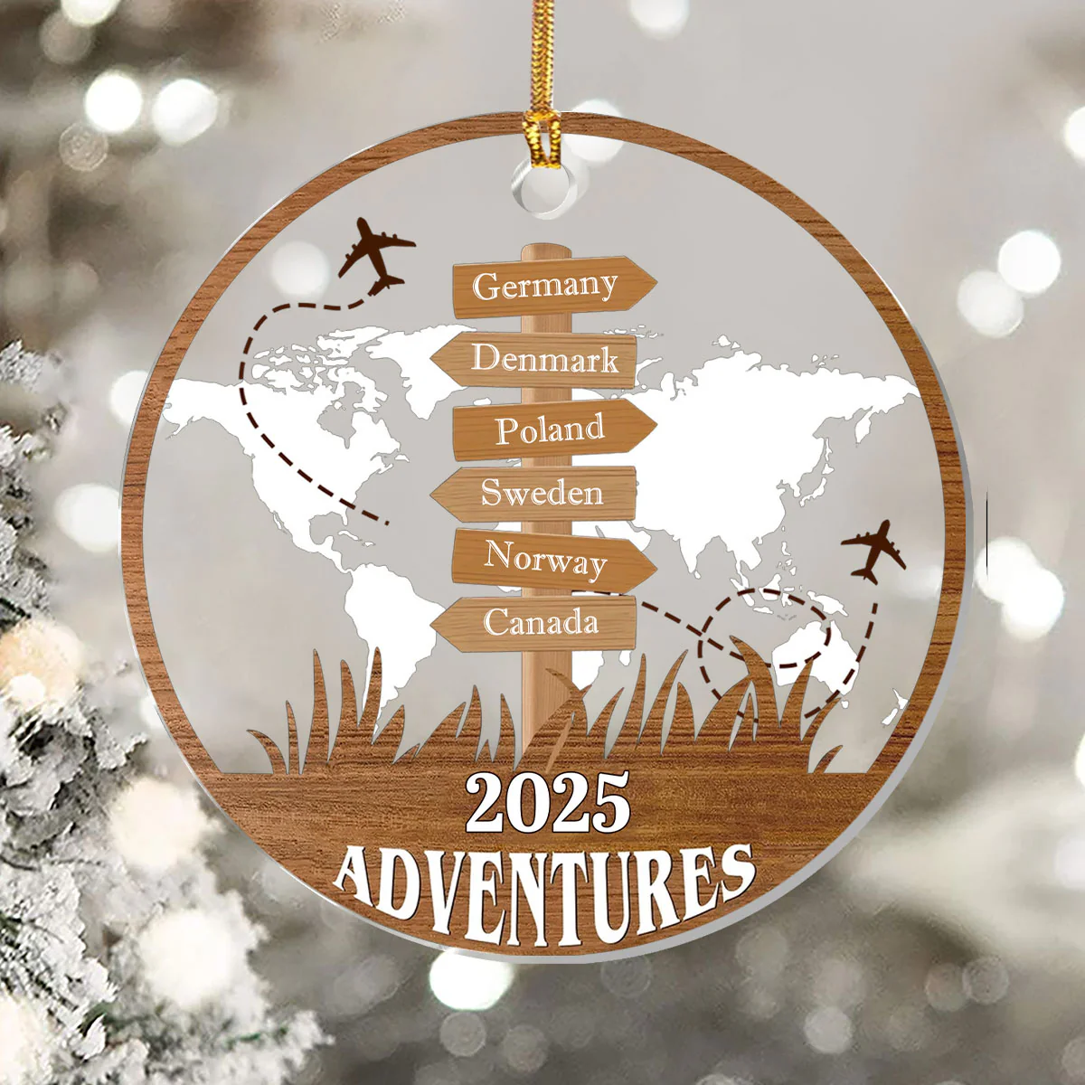 Travel Adventure Destination 2025 - Personalized 1-Layer Acrylic Ornament - Image 5