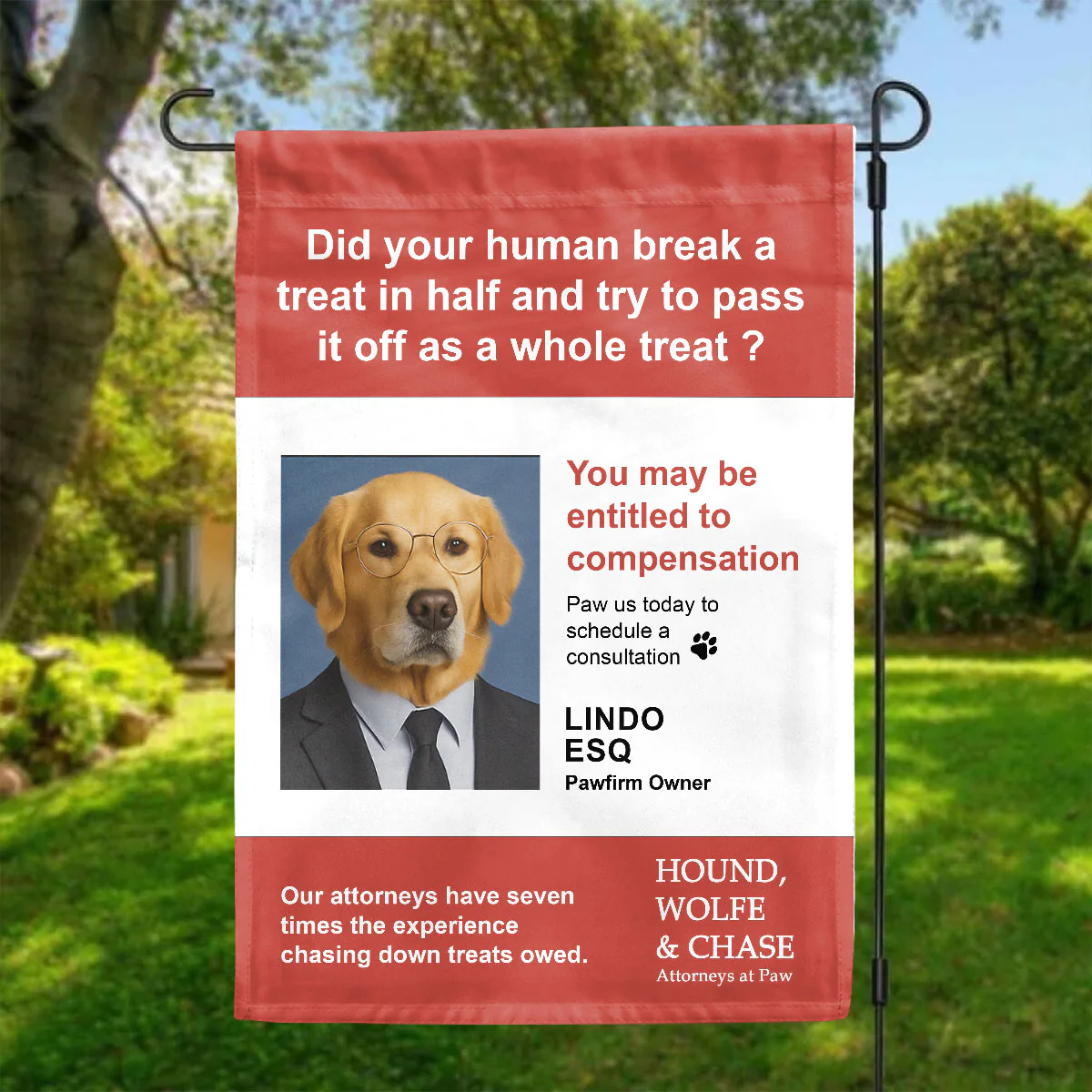 Treat Fraud Legal Services - Personalized Garden Flag - Image 2