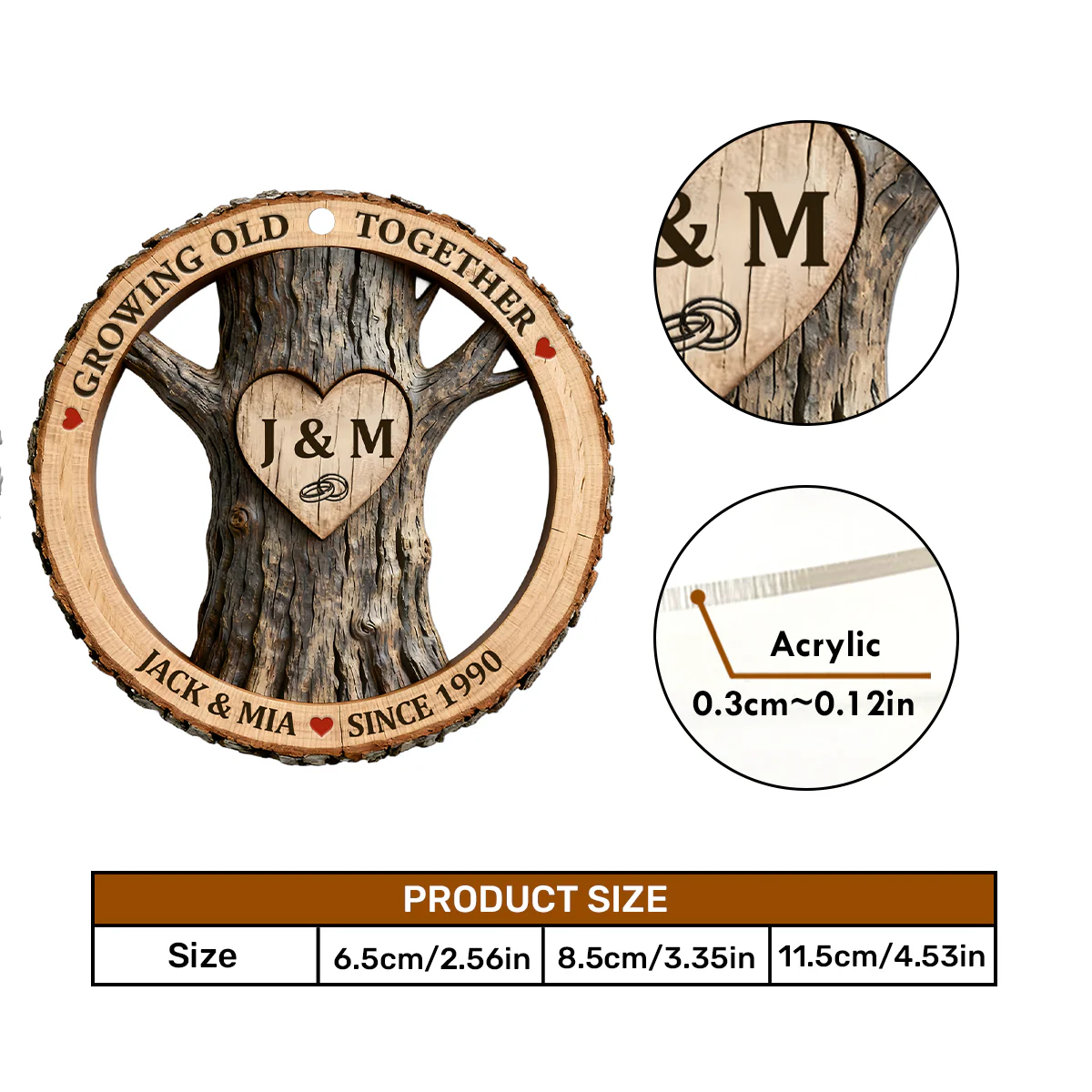 Tree Love Circle - Personalized Car Acrylic Hanging Ornament - Image 5