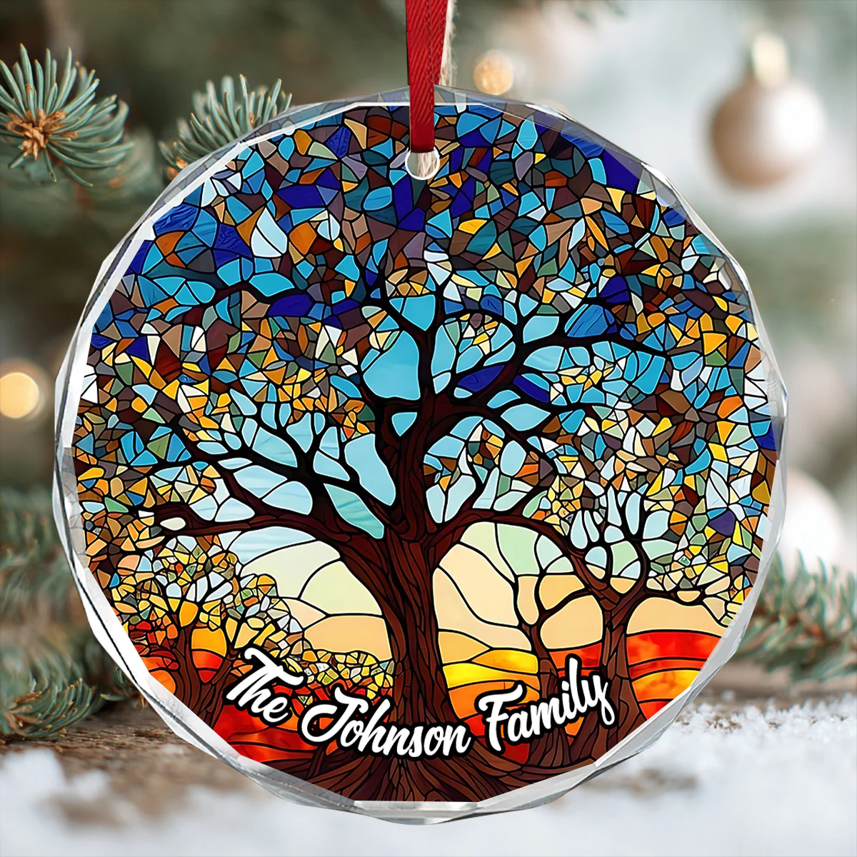 Tree Of Life Heirloom Keepsake - Personalized Round Shaped Glass Ornament