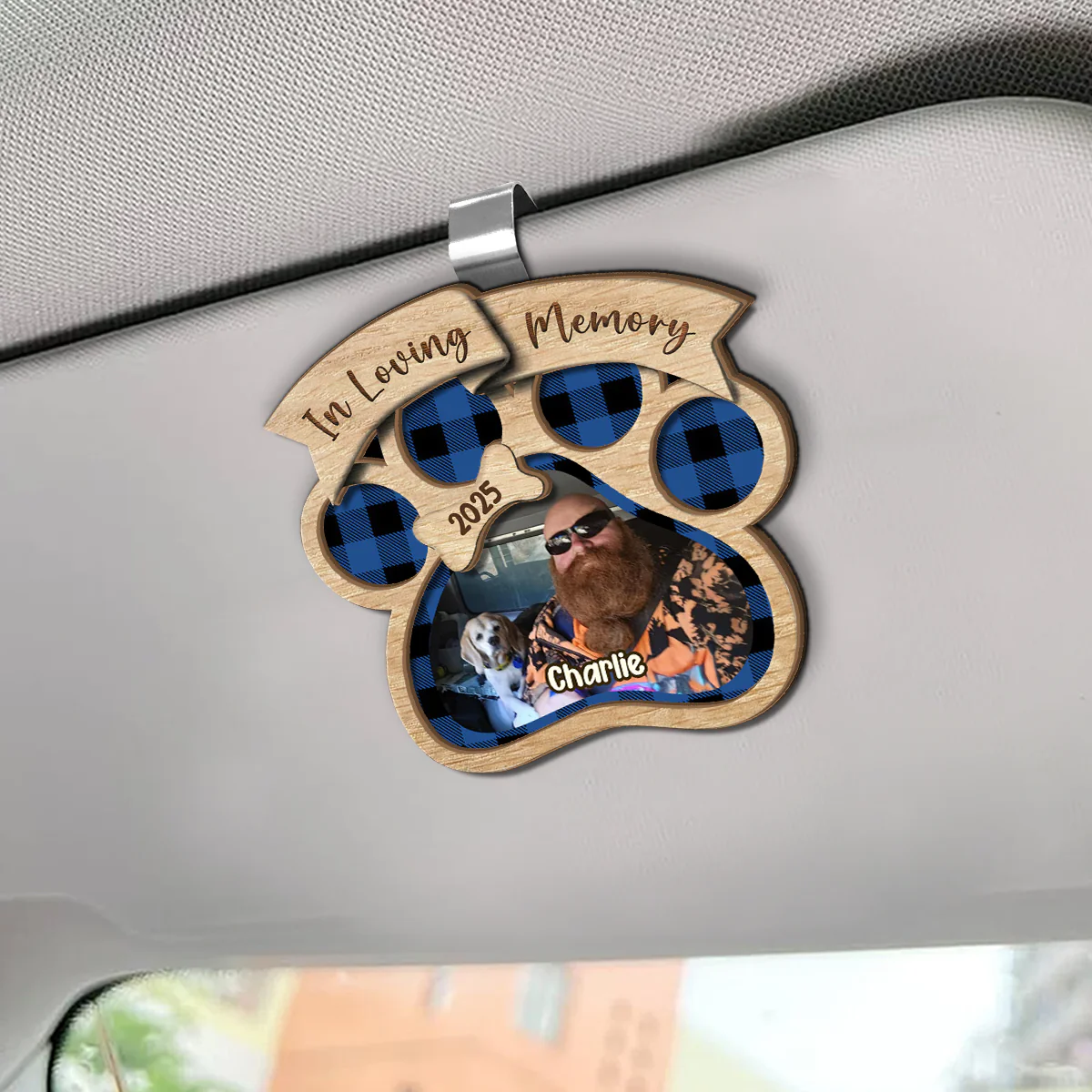 Trucker’s Pup You Will Always In My Heart Pet Memorial - Personalized Car Visor Clip - Image 2