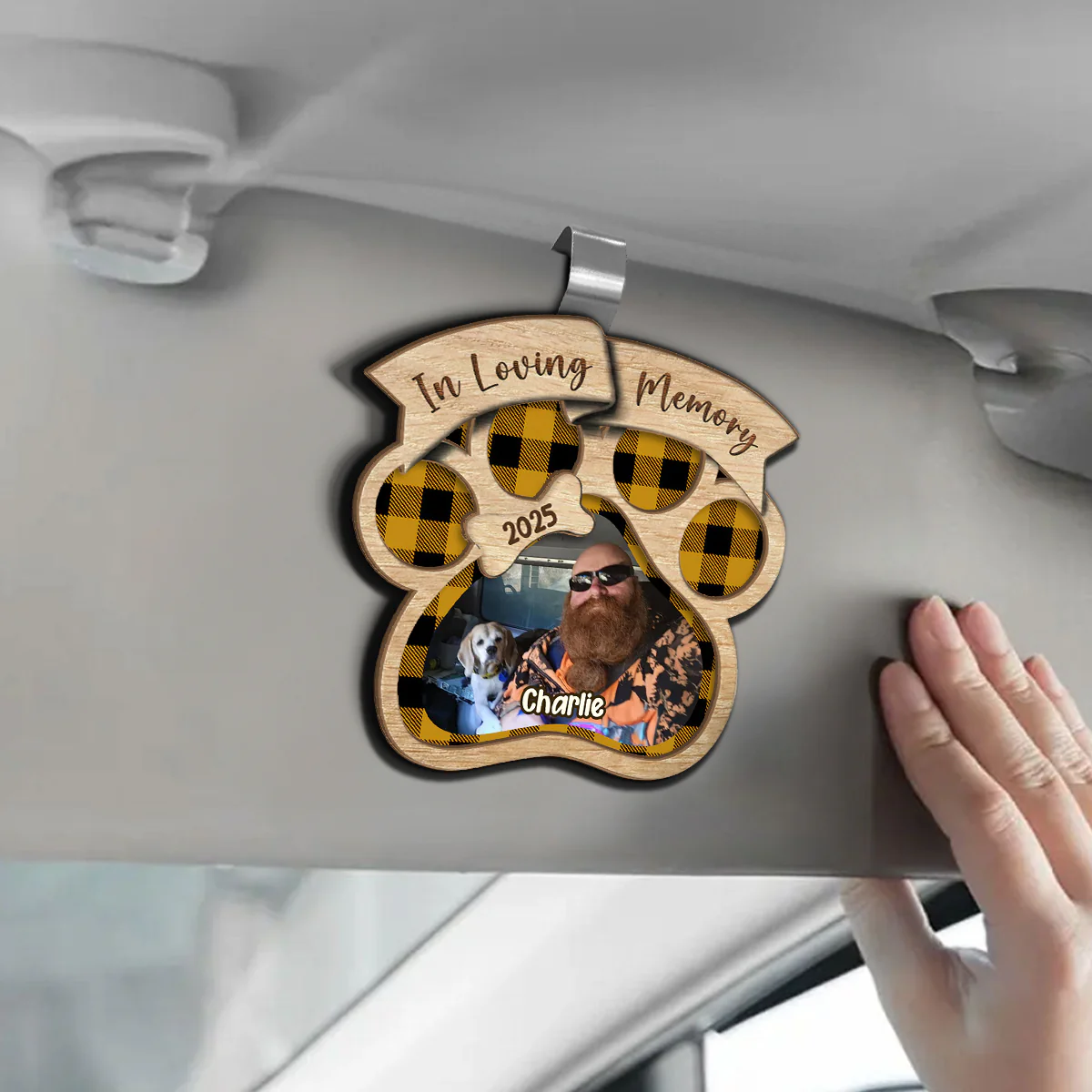 Trucker’s Pup You Will Always In My Heart Pet Memorial - Personalized Car Visor Clip - Image 3