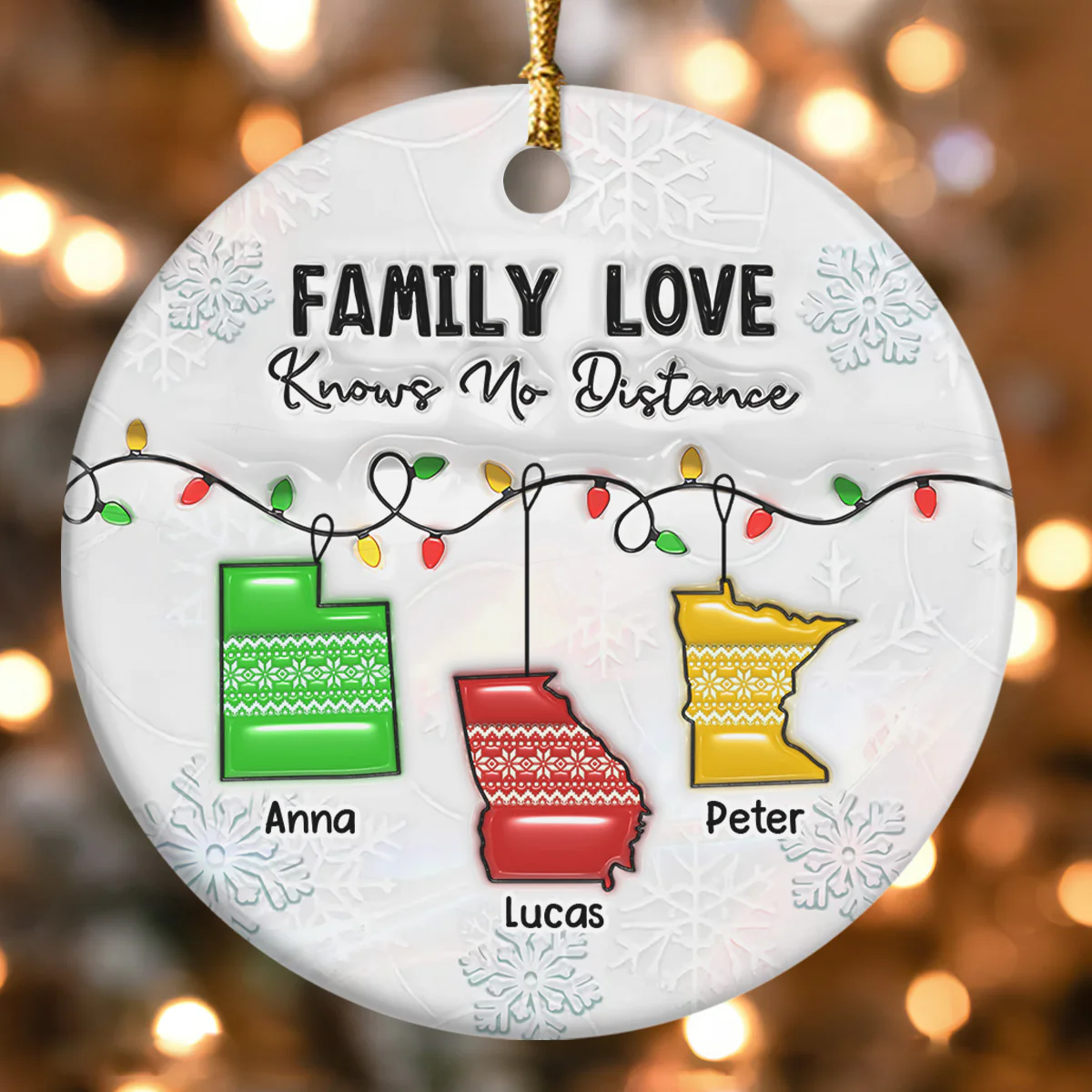 True Friendship Knows No Distance - Personalized Round Shaped Ceramic Ornament - Image 5