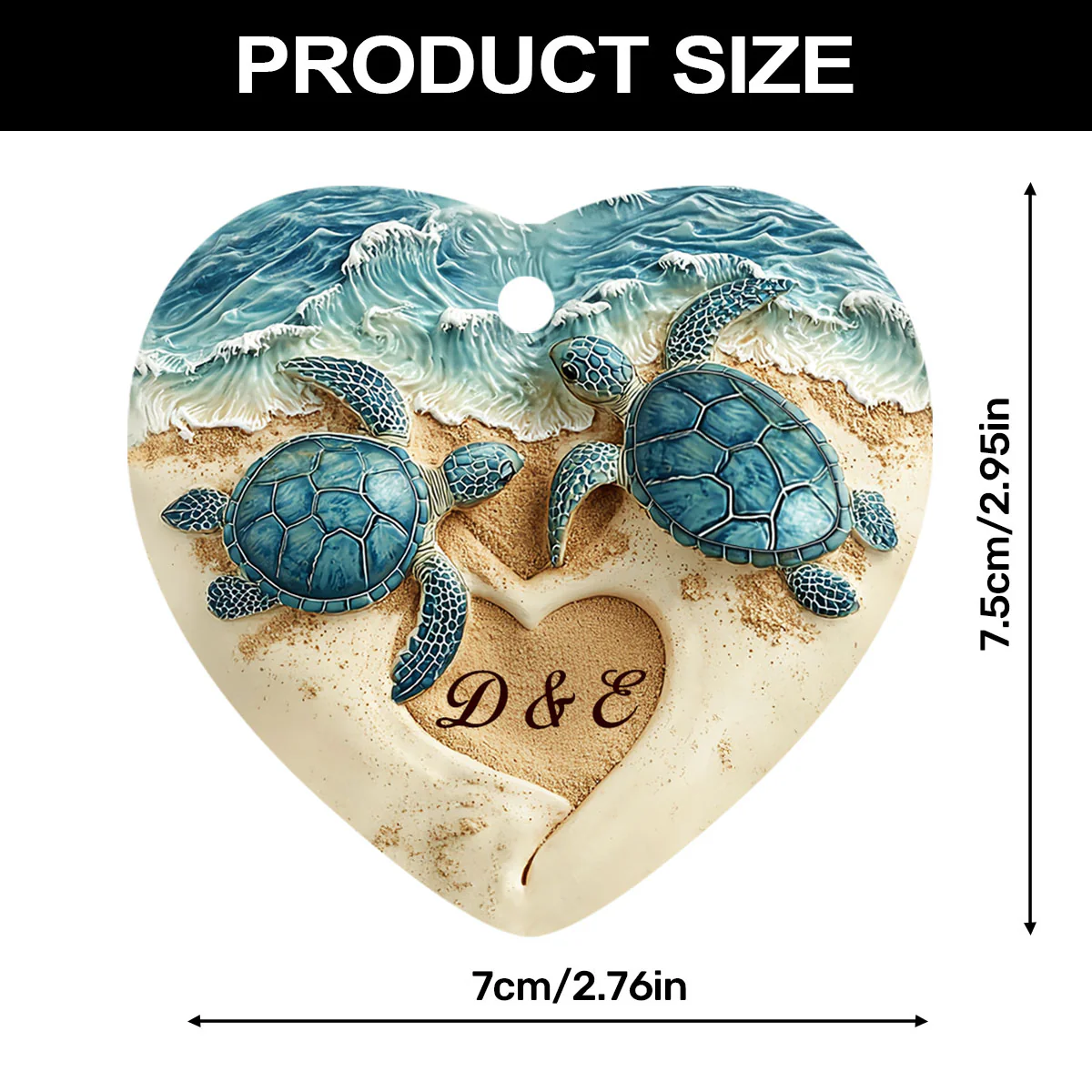 Turtle Love Keepsake - Personalized Heart Shaped Ceramic Ornament - Image 7