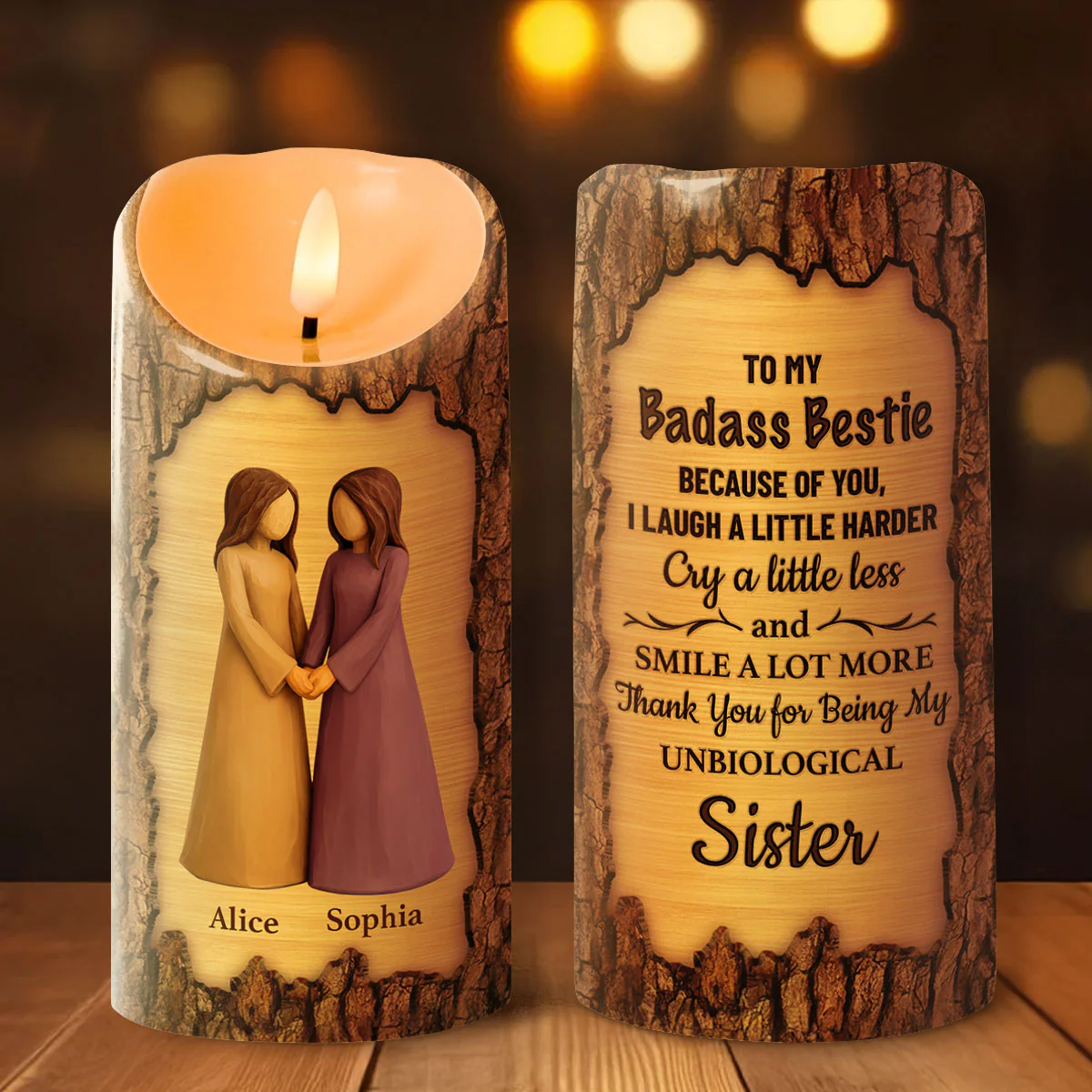 Unbiological Sister - Personalized Flameless LED Candle - Image 2