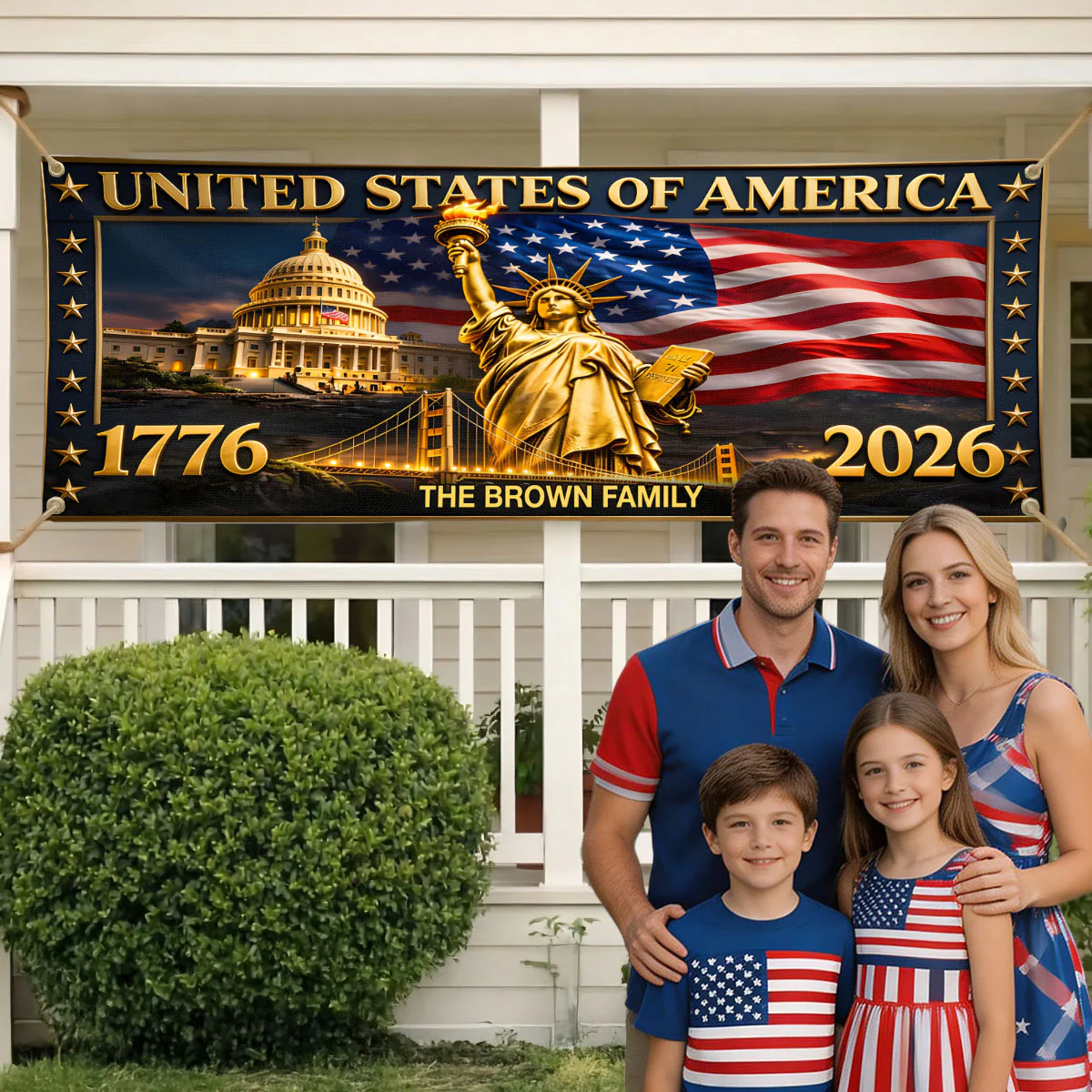 United In Freedom And Glory - Personalized Custom Horizontal Banner