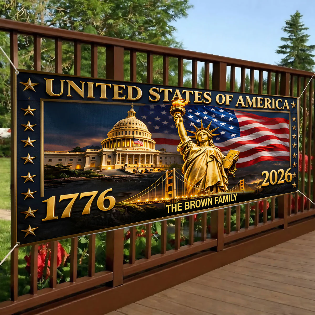 United In Freedom And Glory - Personalized Custom Horizontal Banner - Image 2