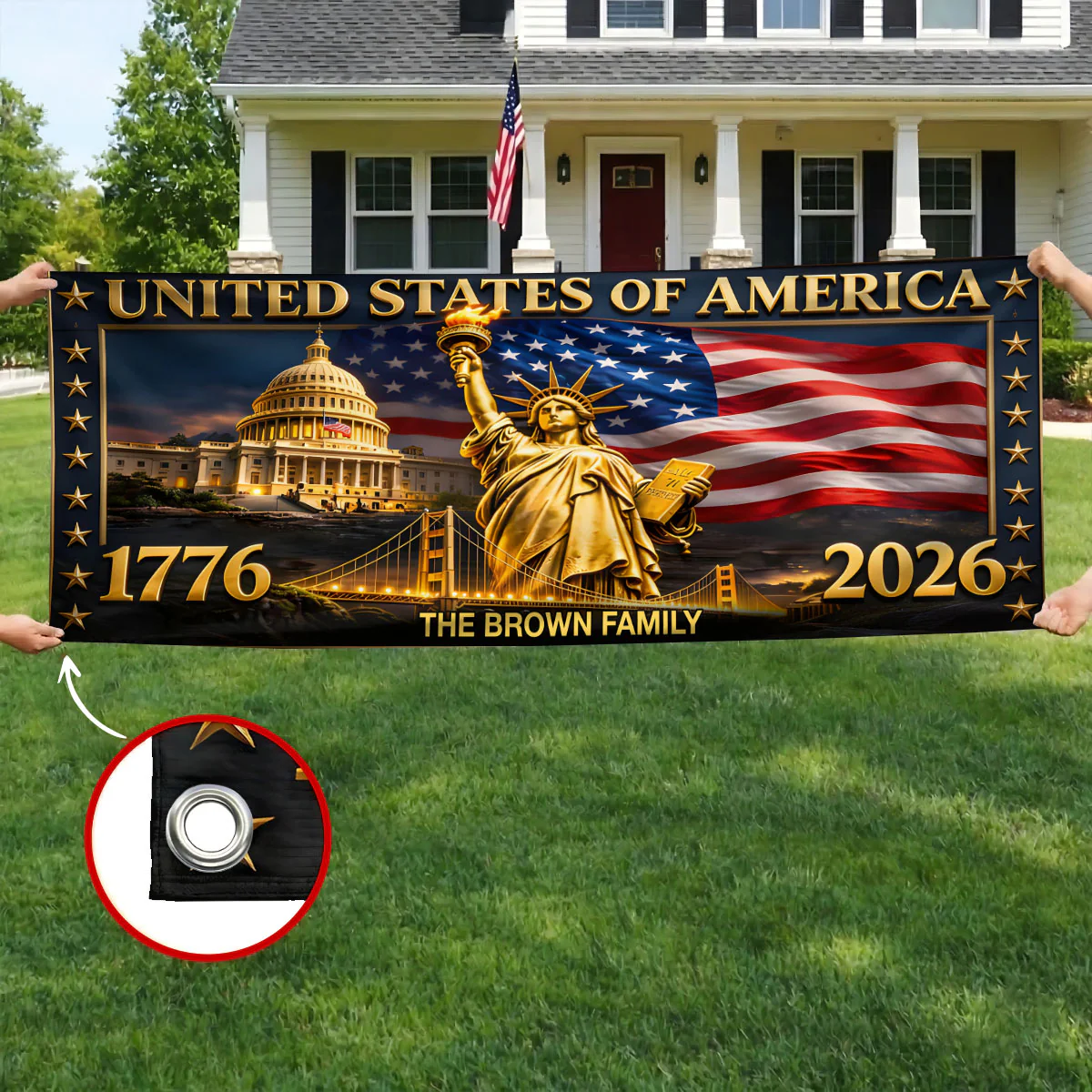 United In Freedom And Glory - Personalized Custom Horizontal Banner - Image 3
