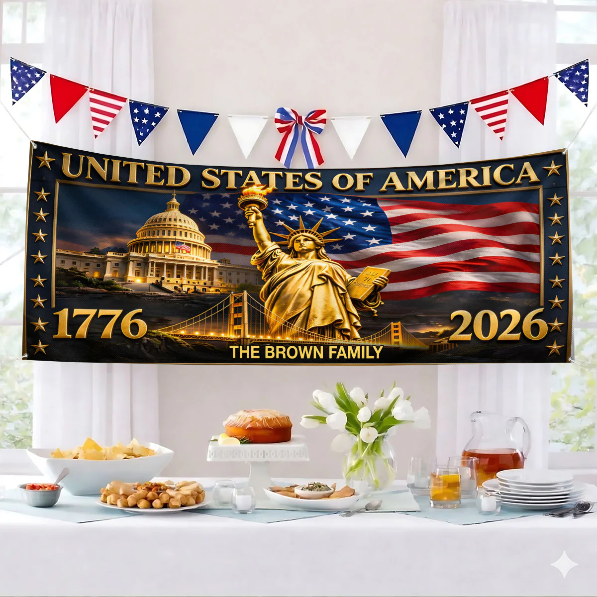 United In Freedom And Glory - Personalized Custom Horizontal Banner - Image 4