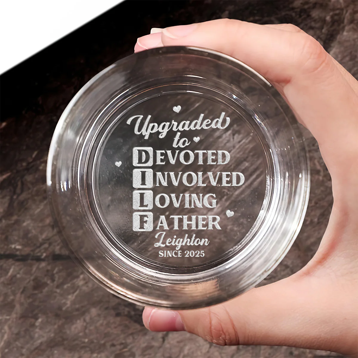Upgraded To Father - Personalized Engraved Whiskey Glass - Image 2