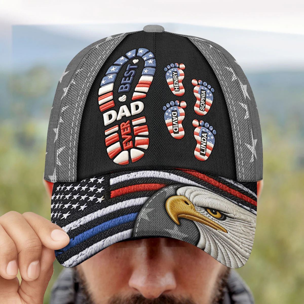 USA Best Dad Ever - Personalized Classic Cap - Image 2