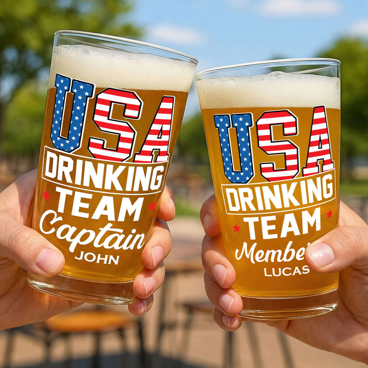 USA Drinking Team - Personalized Beer Glass - Image 3