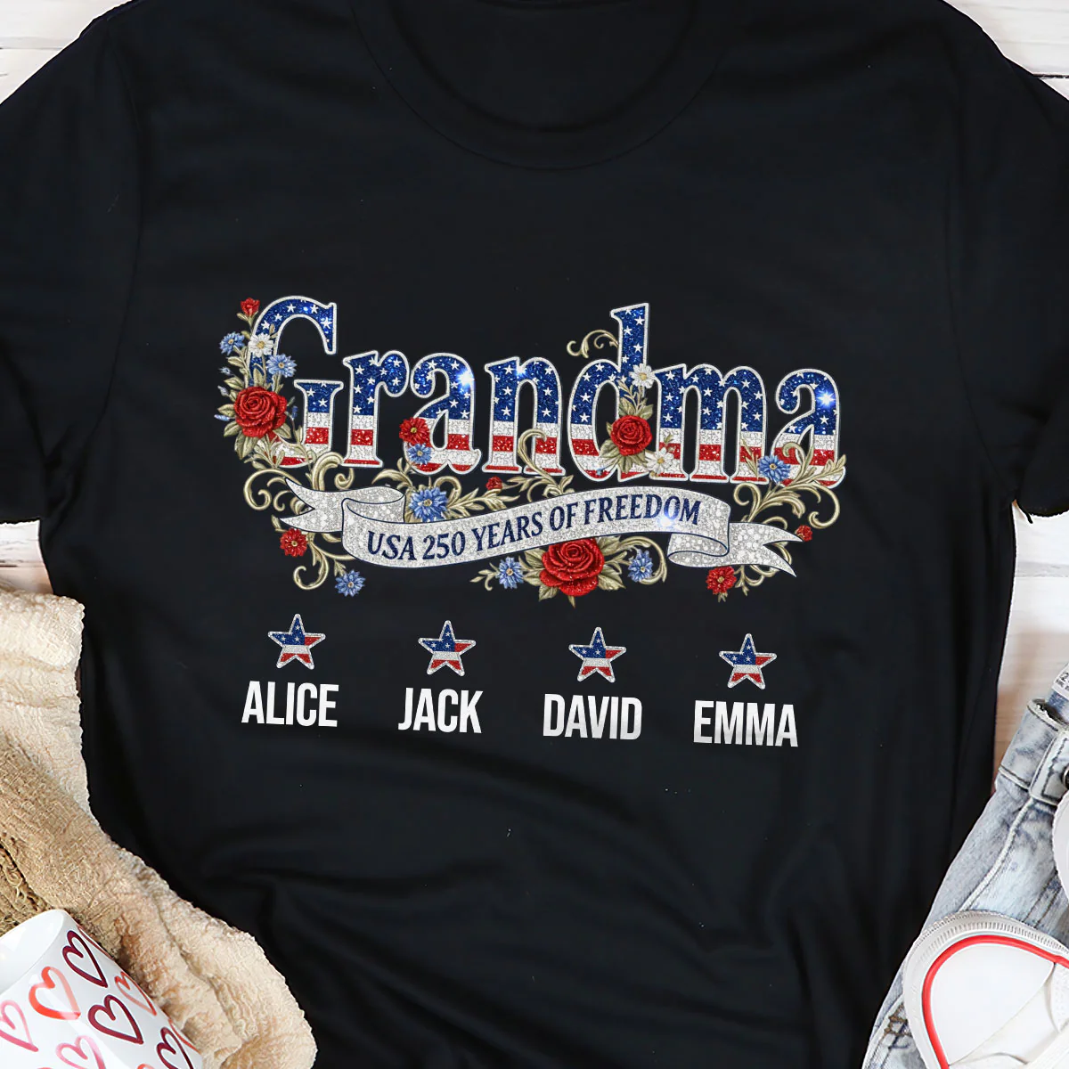USA Grandma - Personalized 2D Unisex T-shirt - Image 5