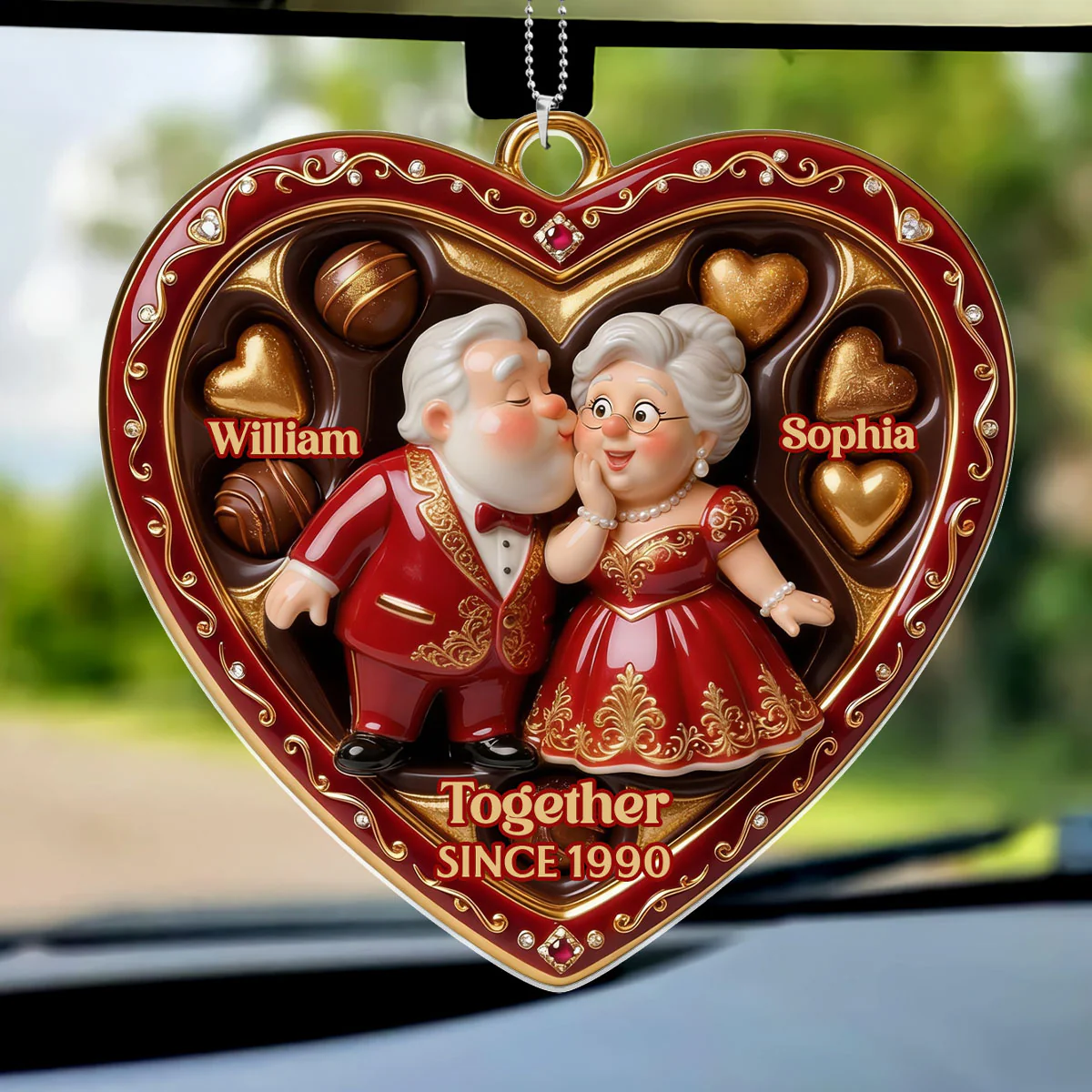 Valentine Growing Old Together - Personalized Car Acrylic Hanging Ornament