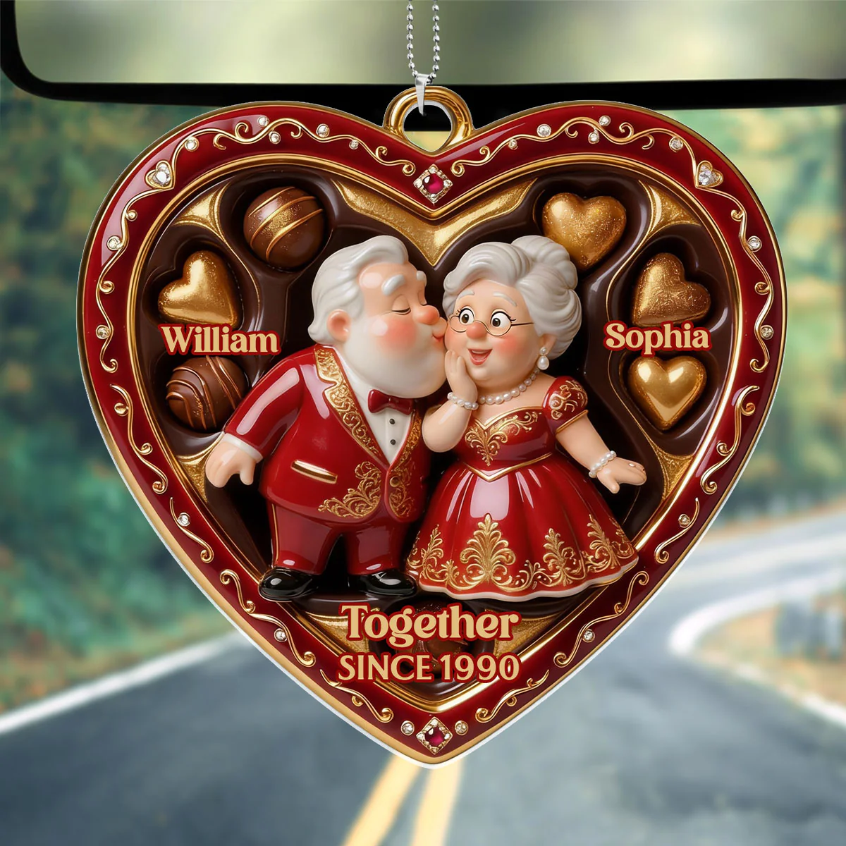 Valentine Growing Old Together - Personalized Car Acrylic Hanging Ornament - Image 2