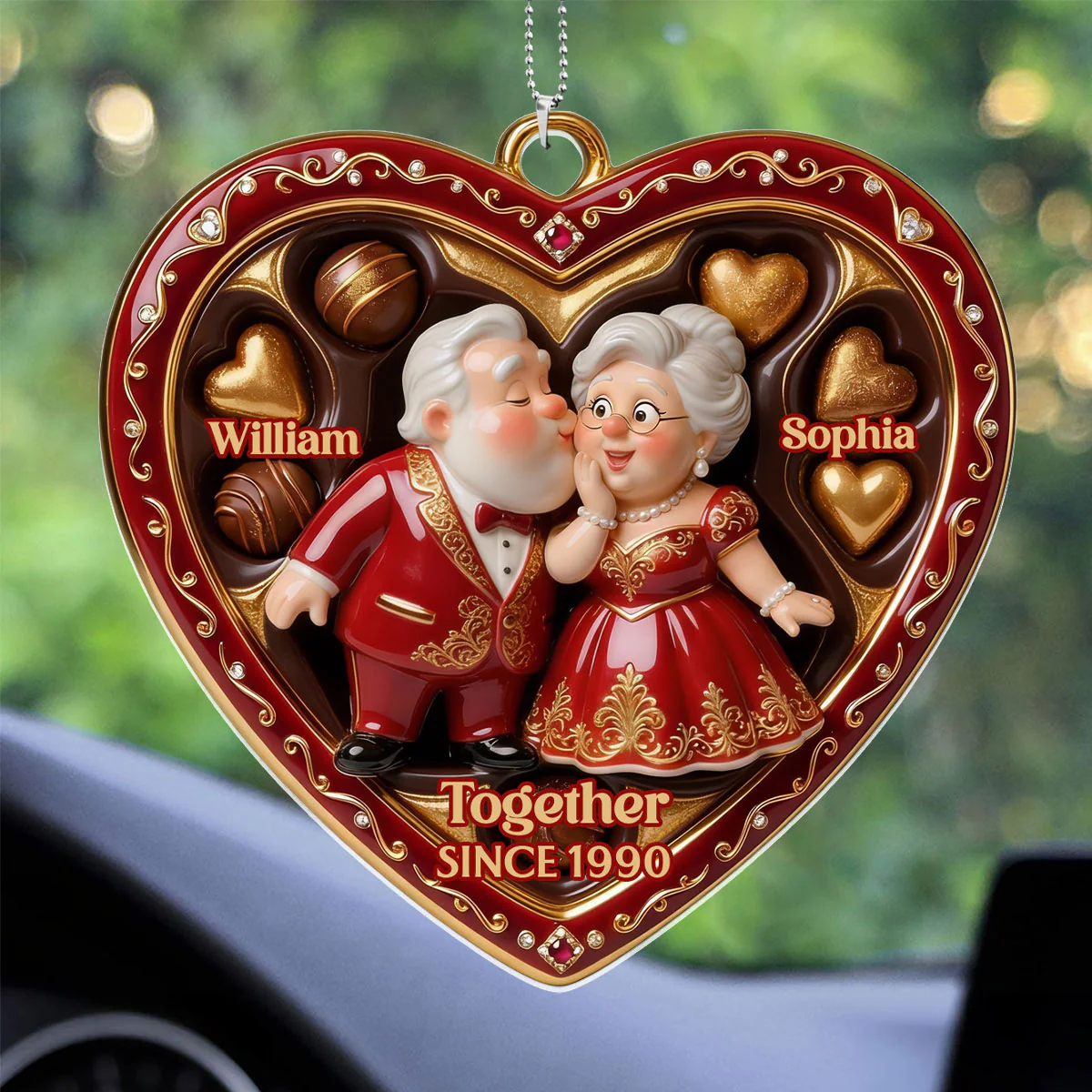Valentine Growing Old Together - Personalized Car Acrylic Hanging Ornament - Image 3
