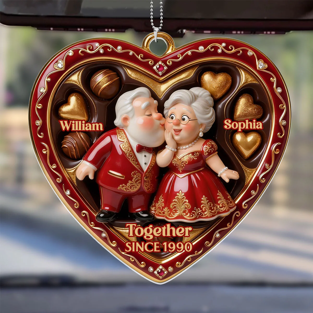 Valentine Growing Old Together - Personalized Car Acrylic Hanging Ornament - Image 4