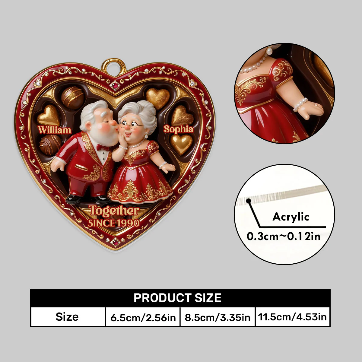 Valentine Growing Old Together - Personalized Car Acrylic Hanging Ornament - Image 5