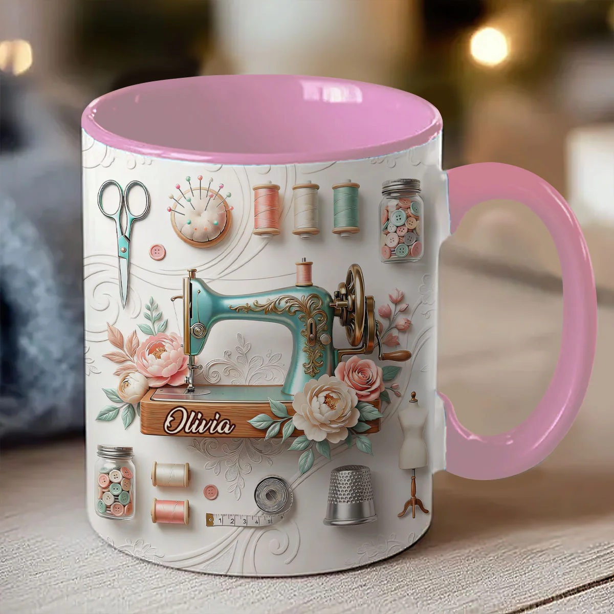 Vintage Sewing Garden - Personalized Accent Mug