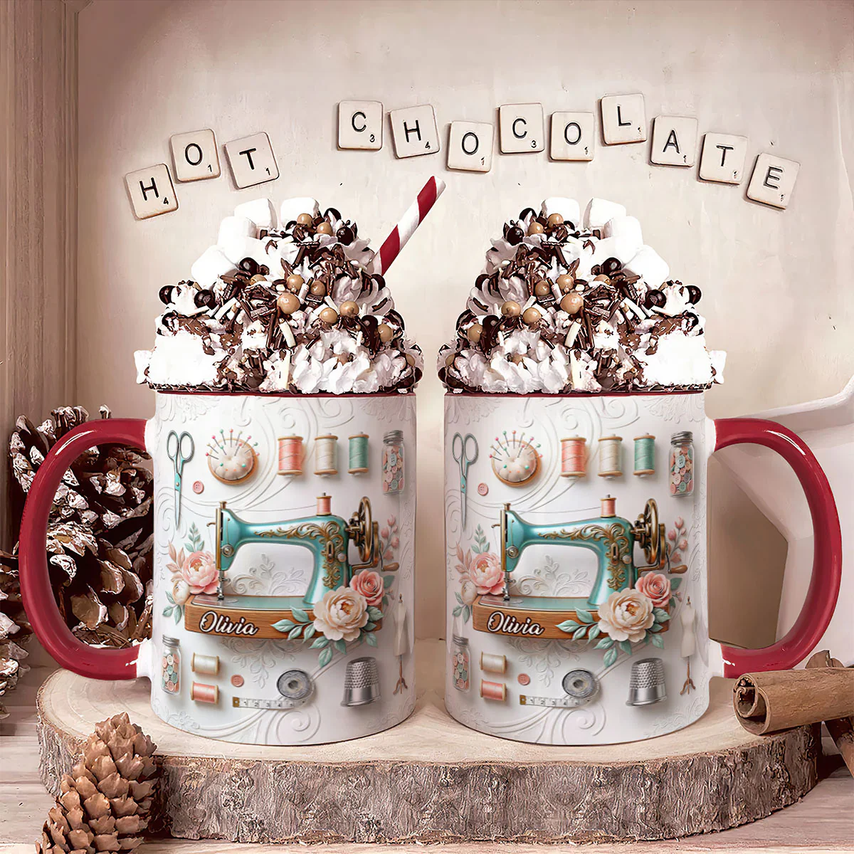 Vintage Sewing Garden - Personalized Accent Mug - Image 4