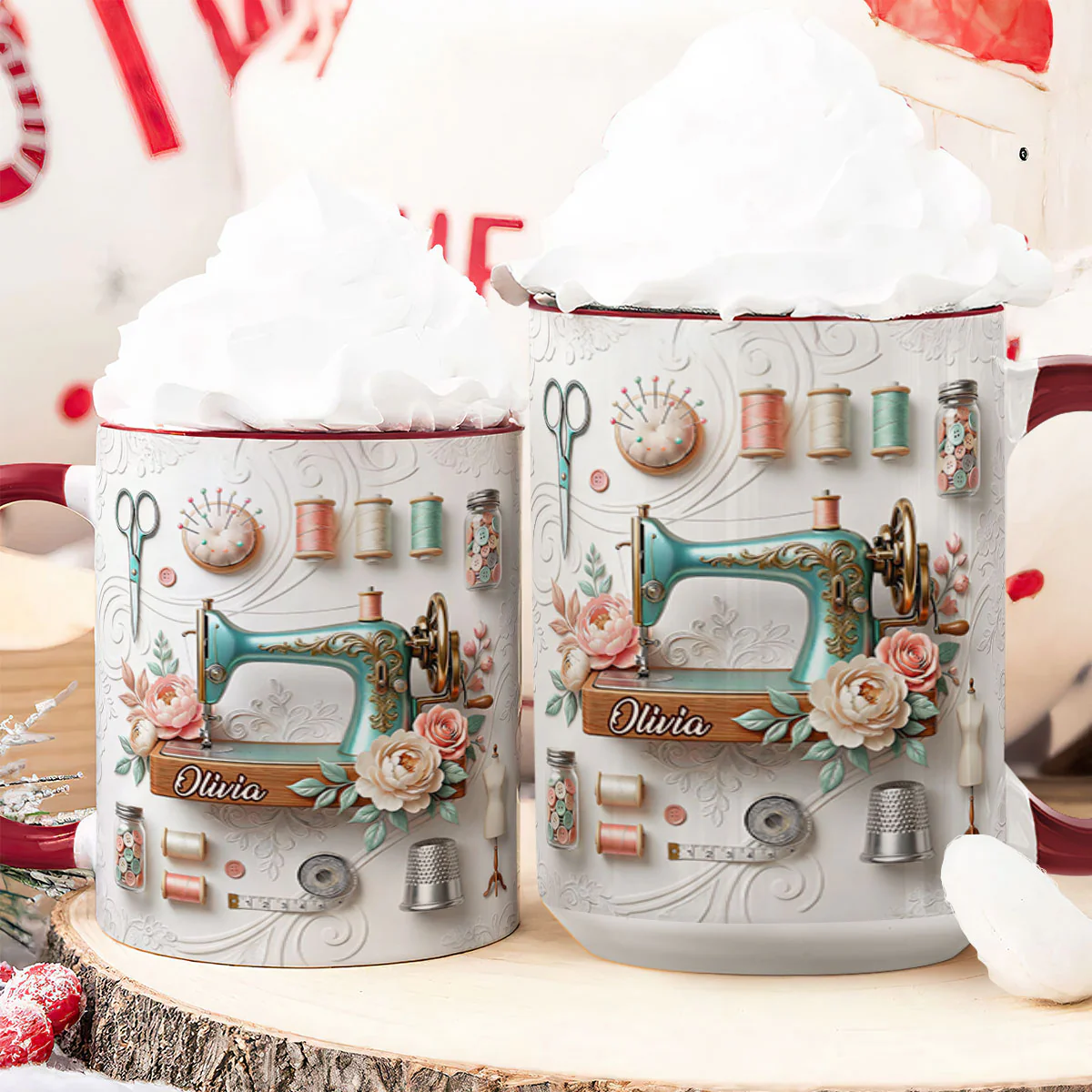 Vintage Sewing Garden - Personalized Accent Mug - Image 6