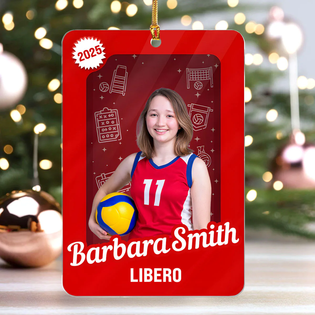 Volleyball Player Toy Box Upload Photo - Personalized 1-Layer Acrylic Ornament - Image 4