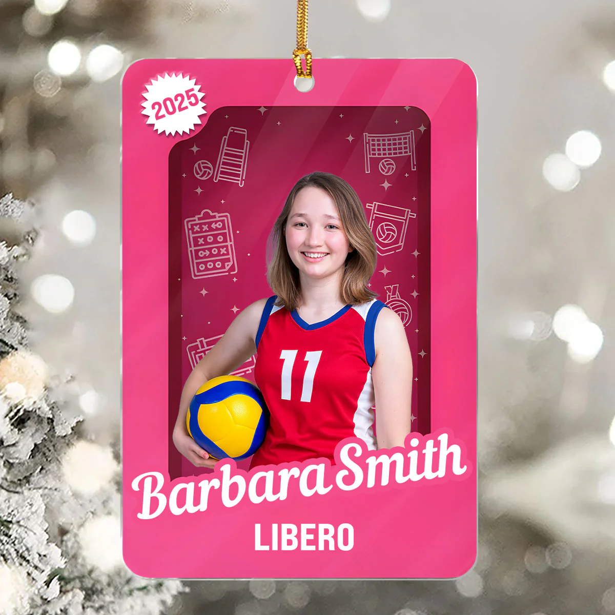 Volleyball Player Toy Box Upload Photo - Personalized 1-Layer Acrylic Ornament - Image 5