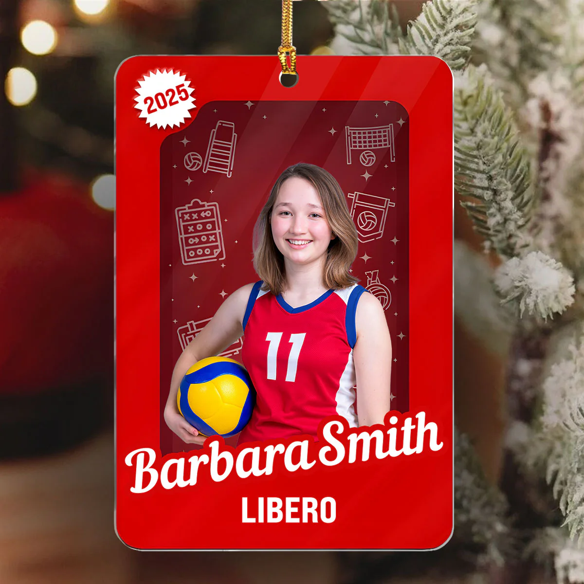Volleyball Player Toy Box Upload Photo - Personalized 1-Layer Acrylic Ornament - Image 6