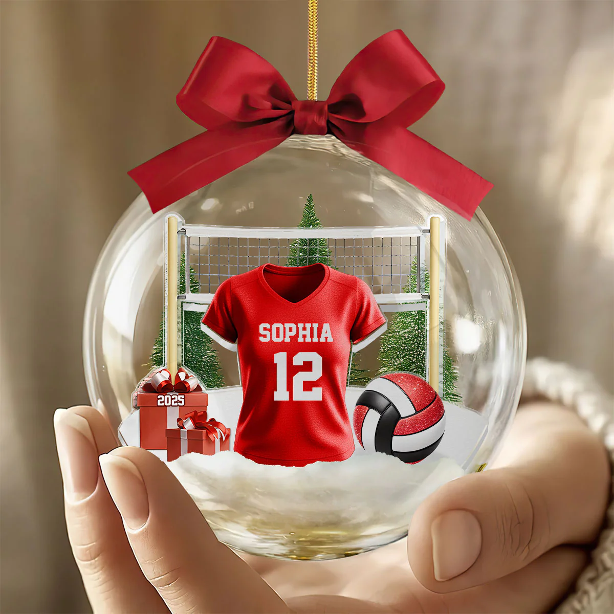 Volleyball Player Uniform - Personalized 3D Acrylic Ball Ornament - Image 3