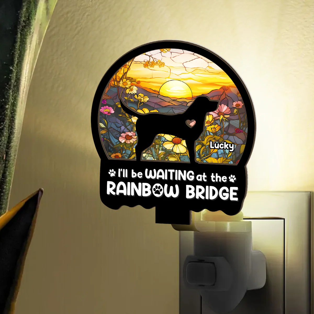 Waiting At The Rainbow Bridge - Personalized Plug-in Night Light - Image 3
