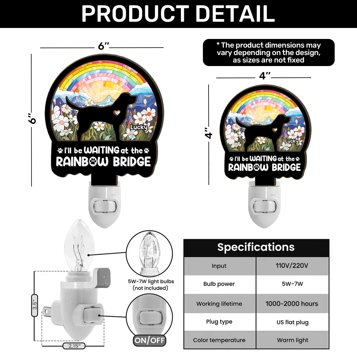 Waiting At The Rainbow Bridge - Personalized Plug-in Night Light - Image 6