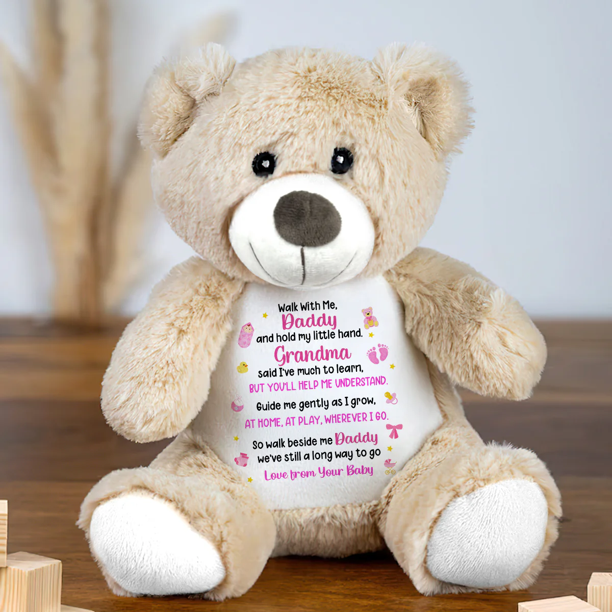 Walk With Me Daddy - Personalized Teddy Bear
